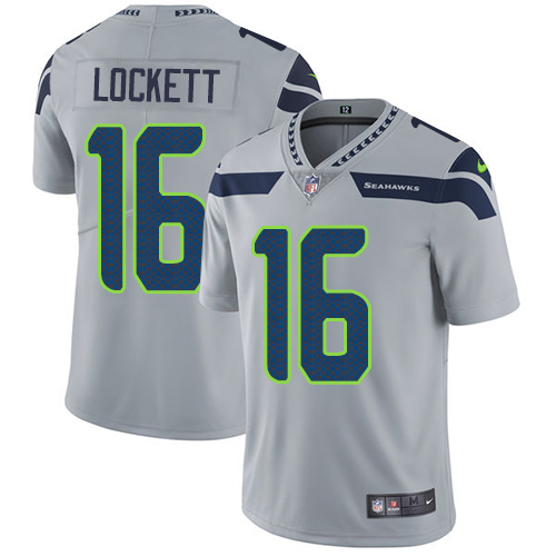 Nike Seahawks #16 Tyler Lockett Grey Alternate Men's Stitched NFL Vapor Untouchable Limited Jersey - Click Image to Close